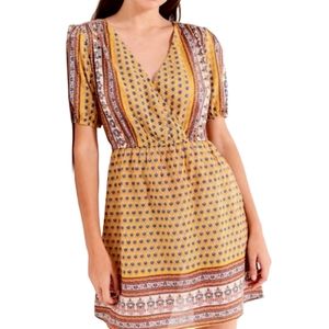 Urban Outfitters Patterned Mini Dress, Yellow, Size Small